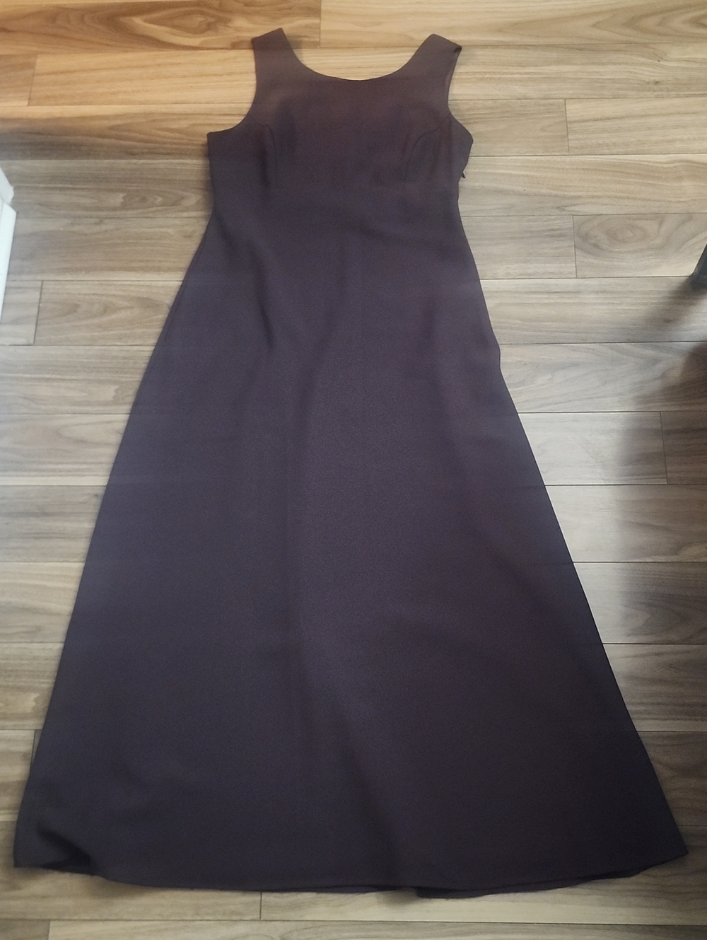 Mélanie Lyne Elegant Classic Sleeveless A-Line Maxi Gown in Deep Plum